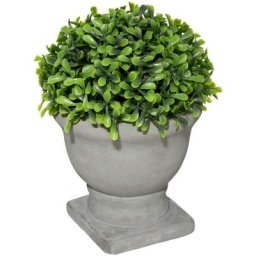 Atmosphera - Buis artificiel Romance - pot en ciment - H16 cm créateur d'intérieur - Gris