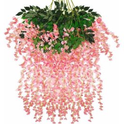 12 Pcs Fleurs Artificielles Faux Wisteria Vigne Guirlande Suspendue Romantique Glycine Fleurs pour