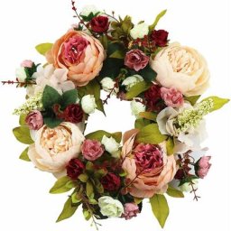 Couronnes de porte, couronne de porte d'entrée de fleur de pivoine artificielle de 30 cm pour le