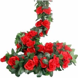 Lot de 4 Guirlande de Rose Artificielles avec Feuille de Lierre Fausse Soie Roses Fleurs