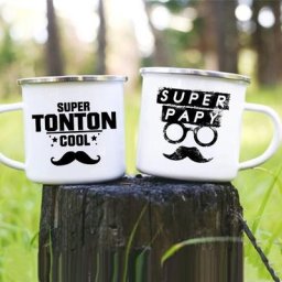 Super Tonton-Tasses à café créatives en émail avec poignée imprimée Papy verres de camping