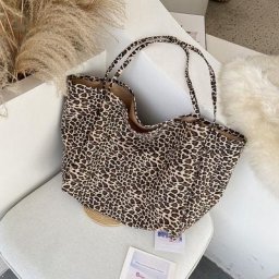 Sac fourre-tout en toile imprimé léopard pour femme grande capacité sac à main décontracté sac à