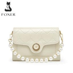 FOXER – sac à main en cuir pour femmes sac à bandoulière Simple avec chaîne de perles sacoche à