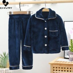 Ensembles de pyjama en glouton pour enfants vêtements de maison monochromes revers pour enfants