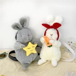 Sac à bandoulière lapin mignon en peluche pour enfants joli sac messager pour enfants