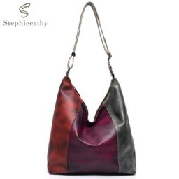 SC-Sac à Main en Cuir de Vache group pour Femme Design Original Peinture Décontracté Grand