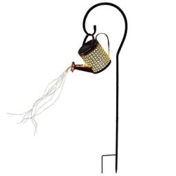Arrosoir avec lampes décoratives de jardin solaire étanche avec support lanterne solaire