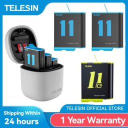 TELESIN-Boîtier de charge étanche avec lecteur de carte TF batterie 1750mAh 3 emplacements adapté