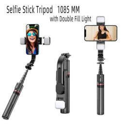 1085MM Sans Fil Selfie Bâton Trépied avec Télécommande Lumière de Remplissage Pliable En Alliage
