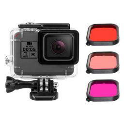 Kit de filtres pour GoPro Hero 5 6 7 Kit de 3 pièces lentille Magenta rouge couleur rouge