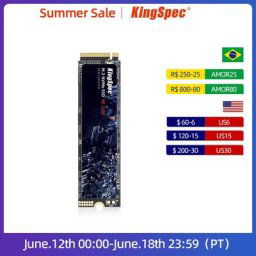 KingSpec – disque dur interne SSD NVMe M.2 avec capacité de 256 go 256 go 2280 go 512 go 128