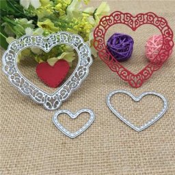Porte-clé en papier en forme de cœur d'amour découpeur de carte artisanale couteau d'art 3 pièces