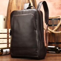 Luufan-Sac à dos en cuir de vachette pour ordinateur portable sac d'école de grande taille design