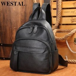 WESTAL – sac à dos en cuir pour femmes pour Ipad 7.9 pouces sac d'école de luxe noir à