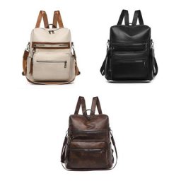 Sac à dos 63HC en cuir PU pour femmes grand sac d'école de voyage de jour à bandoulière à la