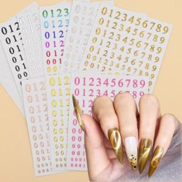 Autocollants 3D pour ongles 1 pièce lettres de l'alphabet chiffres de 0 à 9 décoration de