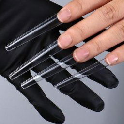 Faux-Ongles en Forme de Cercueil à Couverture Complète Super Longs Pointes Droites Carrées à