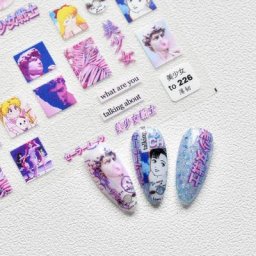 Autocollants 3D AZole Girl pour Nail Art décalcomanies de manucure auto-adhésives dessin animé