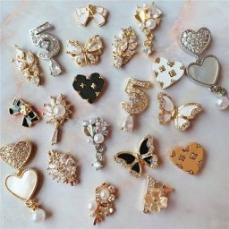 10 pièces amour fleur papillon arc alliage Nail Art Zircon perle cristal métal manucure ongles