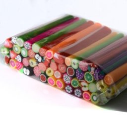 Tiges autocollantes en argile polymère pour décorations d'ongles lot de 50 pièces fruits fleurs
