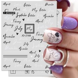 Autocollant 3D noir et blanc pour décoration des ongles 1 pièce Alphabet anglais ligne