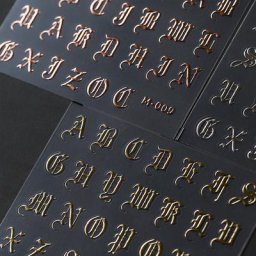 Autocollants de Lettres Bronze et Argent pour Nail Art Décalcomanies en Vieux Texte Anglais