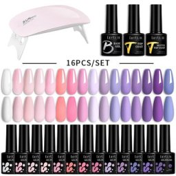 LILYCUTE – Kit de vernis à ongles Gel Semi-Permanent 16 pièces/ensemble avec sèche-lampe UV Nude