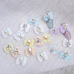 CitroCharms 3D Nail Noeud Nministériels d Coeur Gemmes Art Décoration Flatback Strass Pièces en