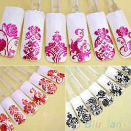 Autocollants de fleurs 3D 1 feuille 108 pièces différents motifs adhésifs pointe pour Nail Art