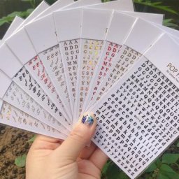 Autocollant 3D pour ongles 1 pièce Alphabet anglais autocollants estampage mots dessins