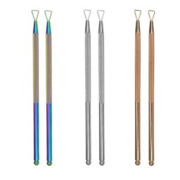Outil de dissolvant de vernis à ongles en acier inoxydable triangle poussoir éplucheur grattoir