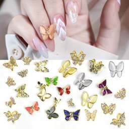Breloque en alliage 3D pour Nail Art accessoire de manucure en métal papillon paillettes strass