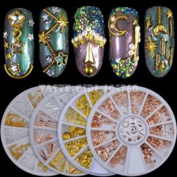 Décalcomanies en alliage de biscuits pour nail art 1 roue mélange de couleurs différentes goujons