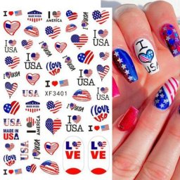 Autocollants pour ongles avec drapeau américain étiquette pour le 4 juillet de la journée de