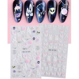 Autocollants pour ongles décalcomanies pour Nail Art motif floral en relief stéréoscopique 5D