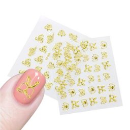 Autocollants de transfert d'images pour Nail Art adhésifs 3D couleur or (30 feuilles)
