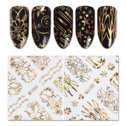 Autocollants 3D couleur or laser 8 pièces/ensemble fleurs en dentelle décorations pour ongles