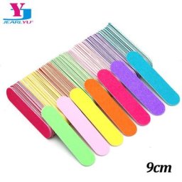 100 pièces/lot limes à ongles en bois colorées 9 cm bloc de polissage des ongles Mini limes jetables