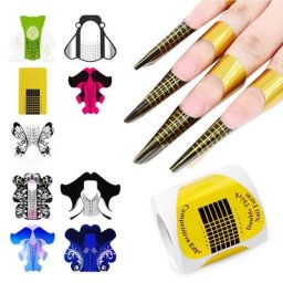 Autocollants pour extensions d'ongles françaises 25 modèles 100 pièces/sachet Gel boucles outil
