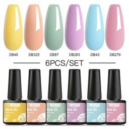 Ensemble de Verhéritage à Ongles Gel Macaron Couleurs Bonbons UV LED Semi Continu Base Top Coat