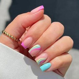 Faux ongles adhésifs réutilisables en forme d'amande carrée française faux ongles courts