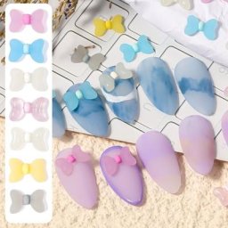 Arc 3D en résine dépolie pour Nail Art 10 pièces Kawaii gelée lait thé nœud en résine Design