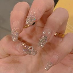 Faux Ongles Incrustés de Strass N64.Patch Type de Colle Brillante PerfecLong Mia Mode Manucure