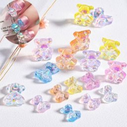 Strass 3D pour Nail Art 100 pièces Aurora mignon ours Kawaii breloques stéréo gemme de manucure