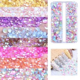 Aurora-Perles pour Ongles Sirène Couleurs Bonbons Clip Strass Plusieurs Couleurs Dos pio Rond