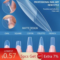 Faux Ongles à Pression Couverture Complète Cercueil Semi-Givré Capsule Salon Accessoires