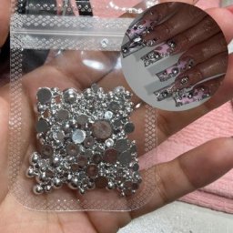 Breloques de Manucure en Perles Argentées Design Gothique 3D Miroir Strass 2/3/4/5/6cm