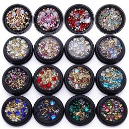 Strass 3D en métal pour Nail Art perles clous de taille mixte accessoires de décoration pierres