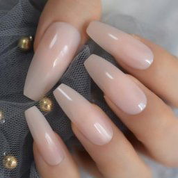 Faux ongles brillants à couverture complète faux ongles ballerine autocollant de colle couleur