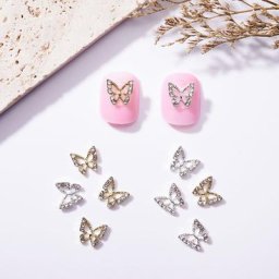Breloques à paillettes papillon 3D N64.Charms bijoux à bricoler soi-même alliage papillon cristal